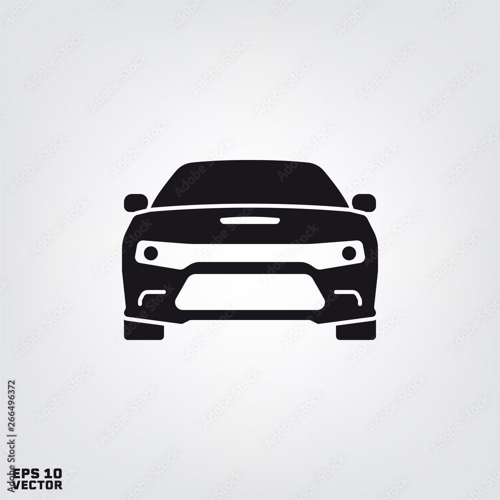 Muscle car front view silhouette  vector icon