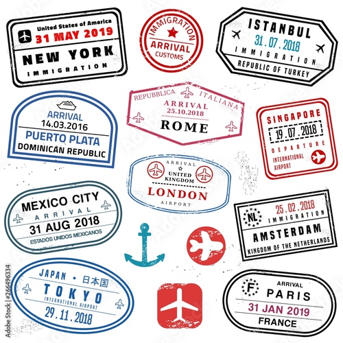Passport stamp set