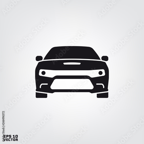 Muscle car front view silhouette vector icon