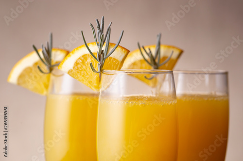 Mimosa cocktail decoration details