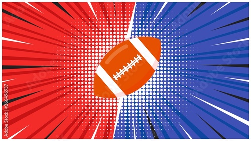 Versus screen with orange american football ball flat style design icon sign on the halftone background vector illustration. Fight screen for game battle. Football versus game!