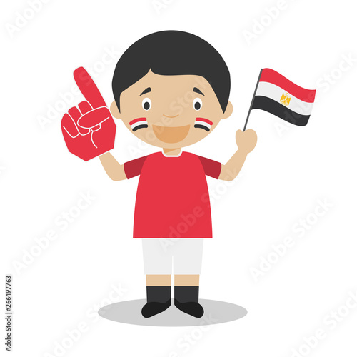 National sport team fan from Egypt with flag and glove Vector Illustration