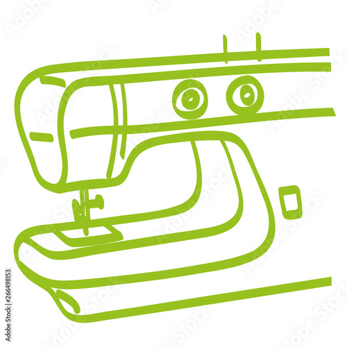 Handgezeichnete Nähmaschine in hellgrün