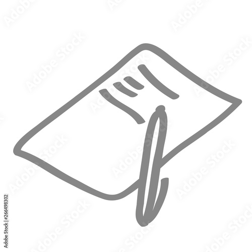 Handgezeichnetes Blatt mit Stift in grau