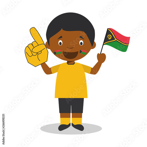 National sport team fan from Vanuatu with flag and glove Vector Illustration photo