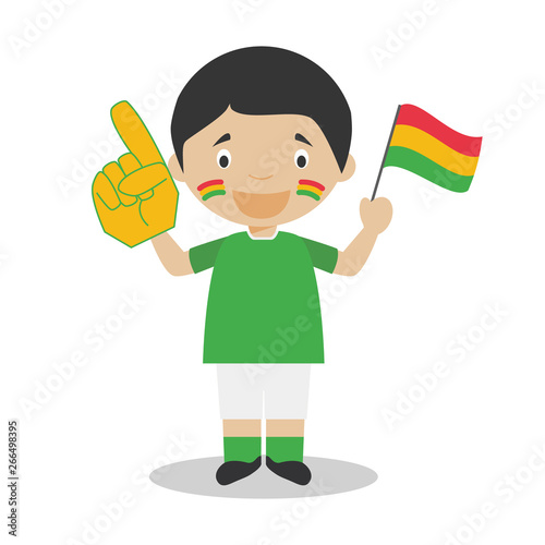National sport team fan from Bolivia with flag and glove Vector Illustration