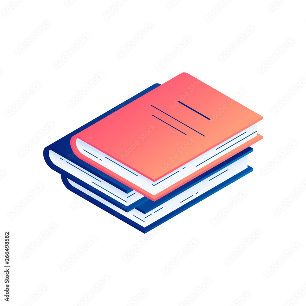 Book isometric vector illustration - stack of lying paper literature or diary with hardcover. Book isometric vector illustration - stack of lying paper literature or diary with hardcover.
