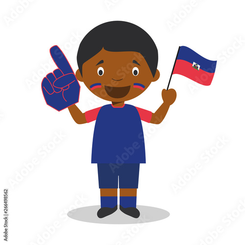 National sport team fan from Haiti with flag and glove Vector Illustration