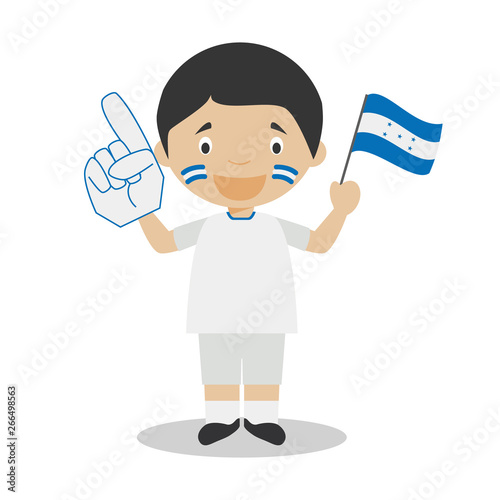 National sport team fan from Honduras with flag and glove Vector Illustration