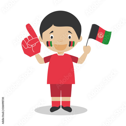 National sport team fan from Afghanistan with flag and glove Vector Illustration
