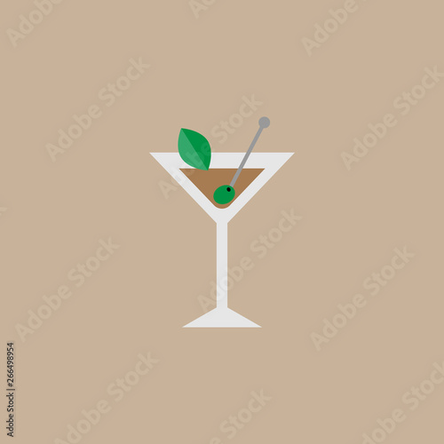 Cocktail flat icon. Single symbol of drink for web design or mobile app. martini sign of coctail for design logo, visit card, etc. sign of coctail