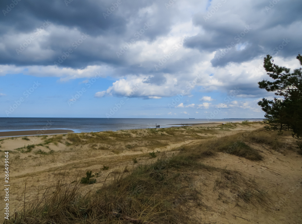 Beautiful view of the Gulf of Riga in early spring, in anticipation of thunderstorms.