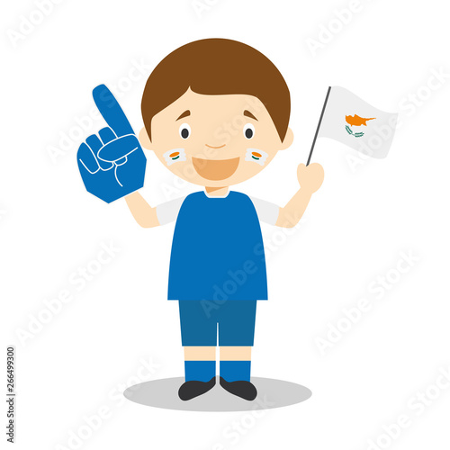 National sport team fan from Cyprus with flag and glove Vector Illustration