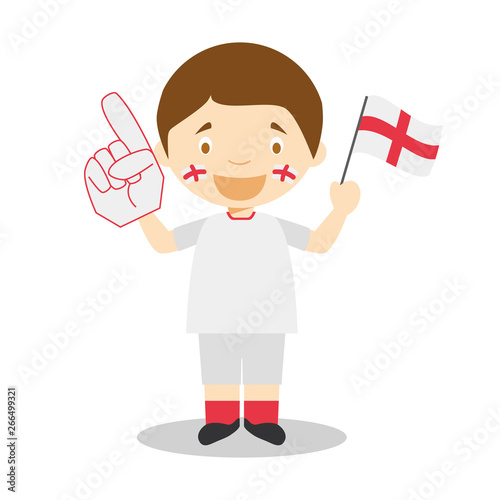 National sport team fan from England with flag and glove Vector Illustration