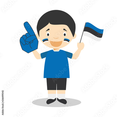 National sport team fan from Estonia with flag and glove Vector Illustration