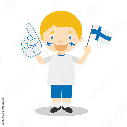 National sport team fan from Finland with flag and glove Vector Illustration