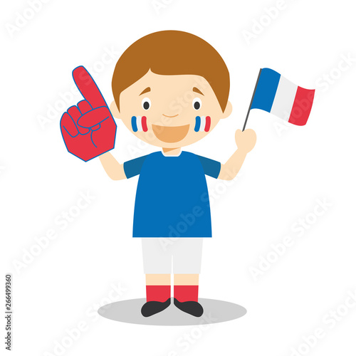 National sport team fan from France with flag and glove Vector Illustration