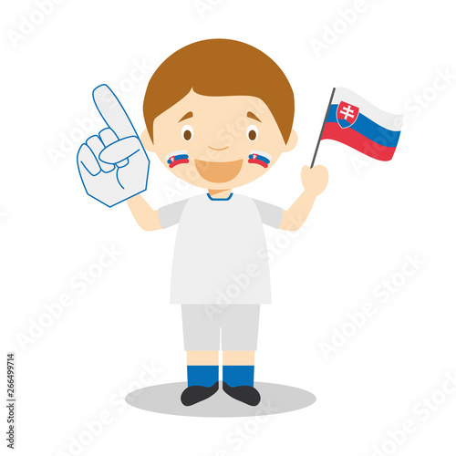 National sport team fan from Slovakia with flag and glove Vector Illustration