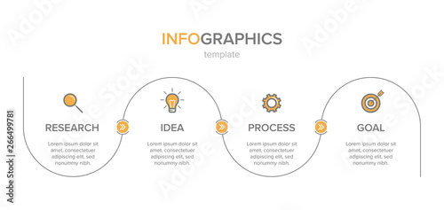 Infographic design with icons and 4 options or steps. Thin line vector. Infographics business concept. Can be used for info graphics, flow charts, presentations, web sites, banners, printed materials.