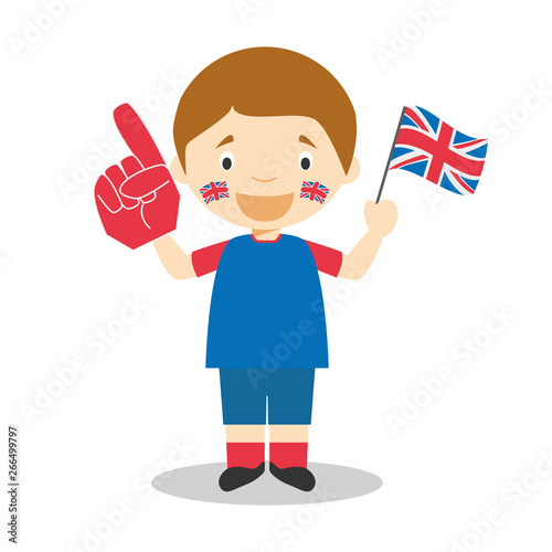 National sport team fan from United Kingdom with flag and glove Vector Illustration