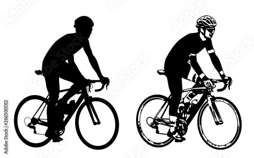 Fototapeta Naklejka Na Ścianę i Meble -  .bicyclist sketch illustration and silhouette