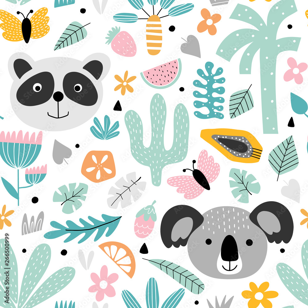 Kids background with panda and koala Stock Vector Adobe Stock