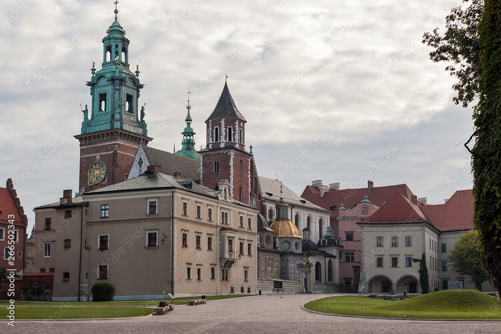 krakow wawel castle at the early summer morning