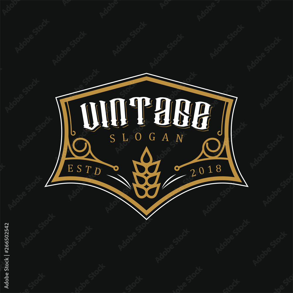 Fototapeta premium Wheat vintage logo design