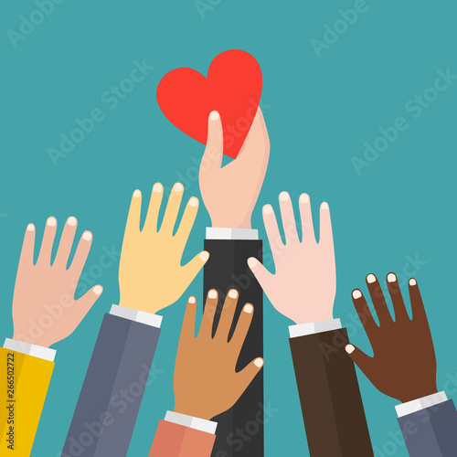 Flat design colorful vector illustration concept for charity, donating, non-profit organization, help, care, support,.