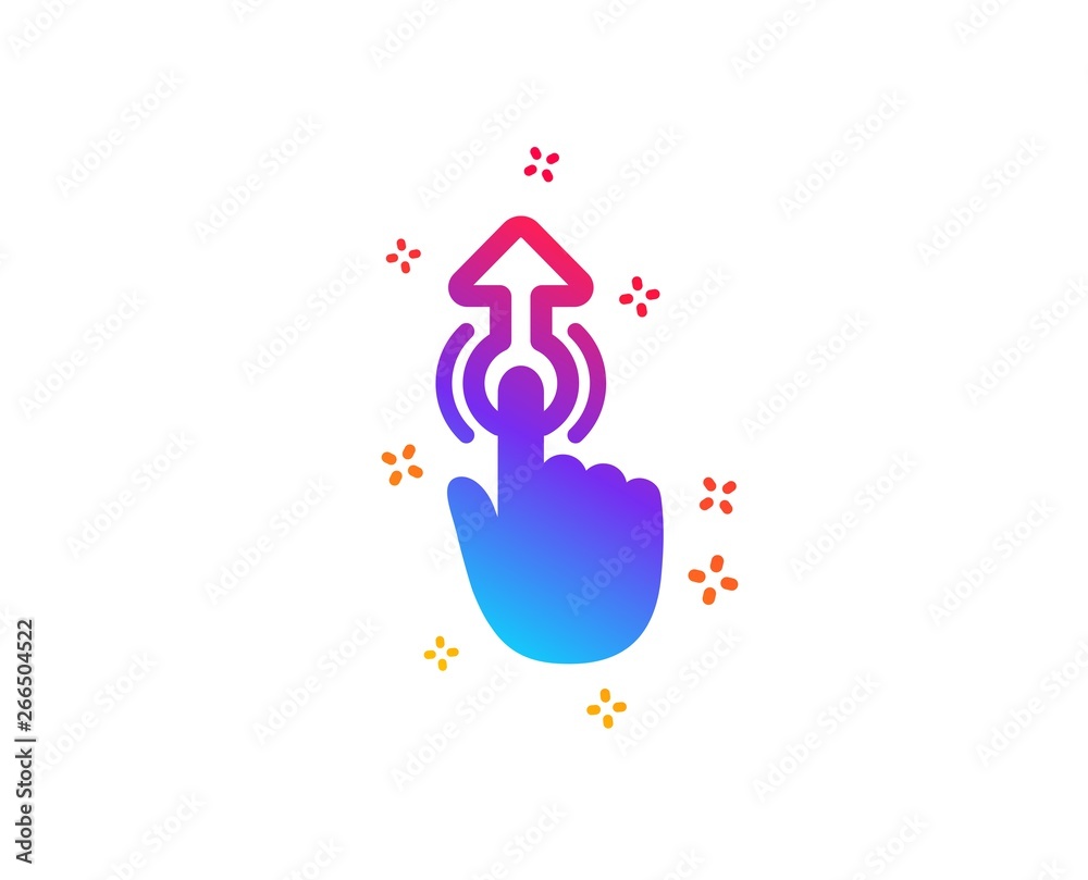 Fototapeta premium Swipe up icon. Move finger sign. Touch technology symbol. Dynamic shapes. Gradient design swipe up icon. Classic style. Vector