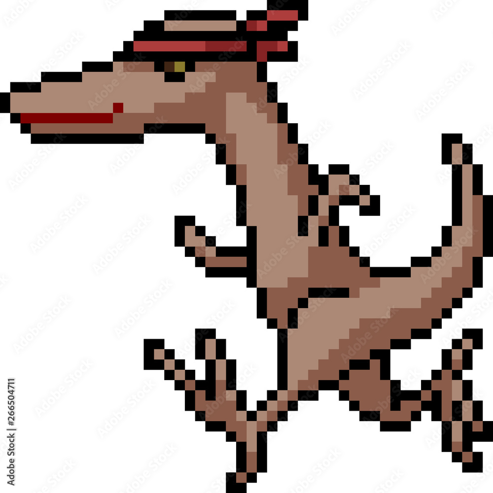 vector pixel art dinosaur run