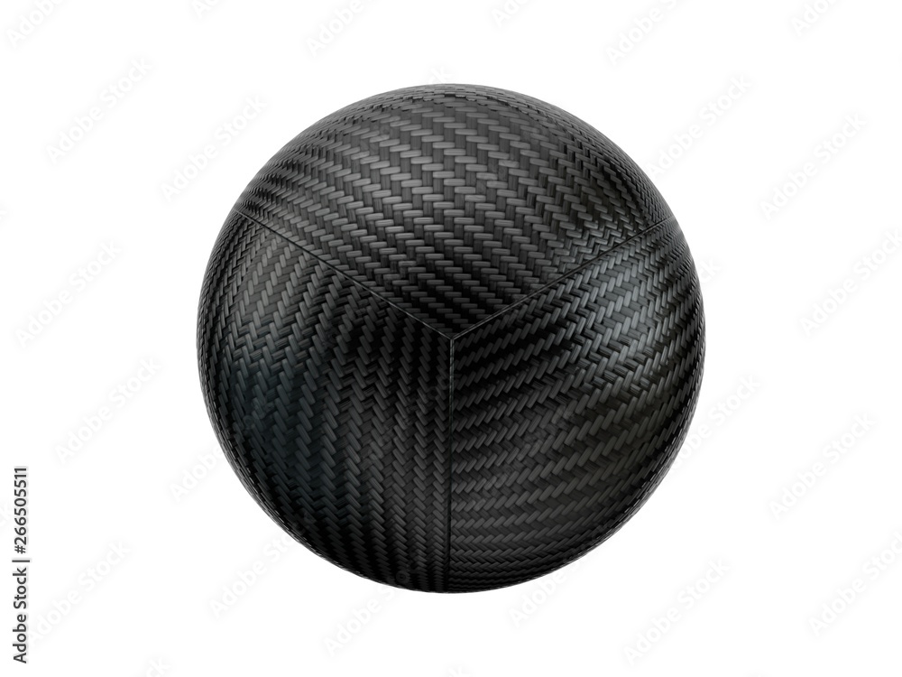 gray Carbon fiber sphere on white background. 3d illustration
