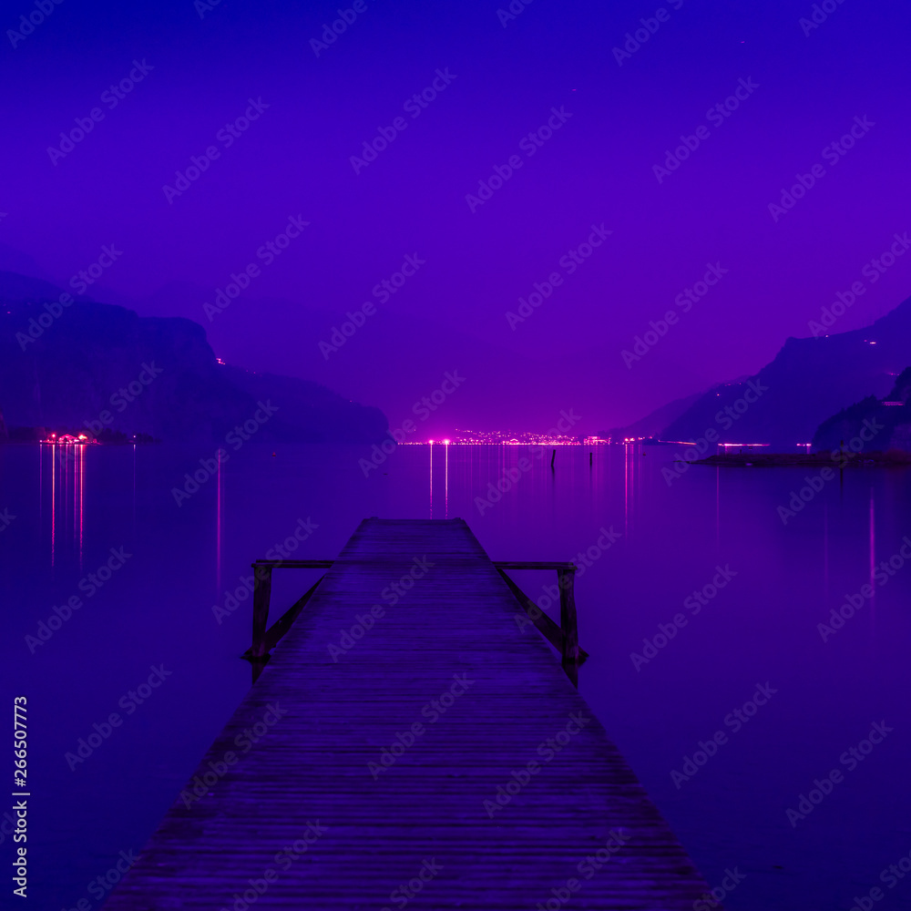 Fototapeta premium Landscape in purple lilac colors.