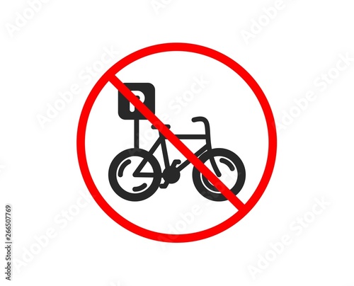 No or Stop. Bicycle parking icon. Bike park sign. Public transport place symbol. Prohibited ban stop symbol. No bicycle parking icon. Vector