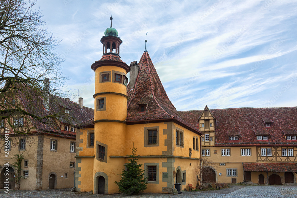 Ancient Hegereiterhaus at Rothenburg ob der Tauber, Franconia, Bavaria, Germany