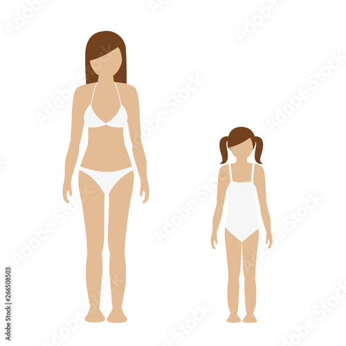 woman and girl character in underwear swimsuit vector illustration EPS10