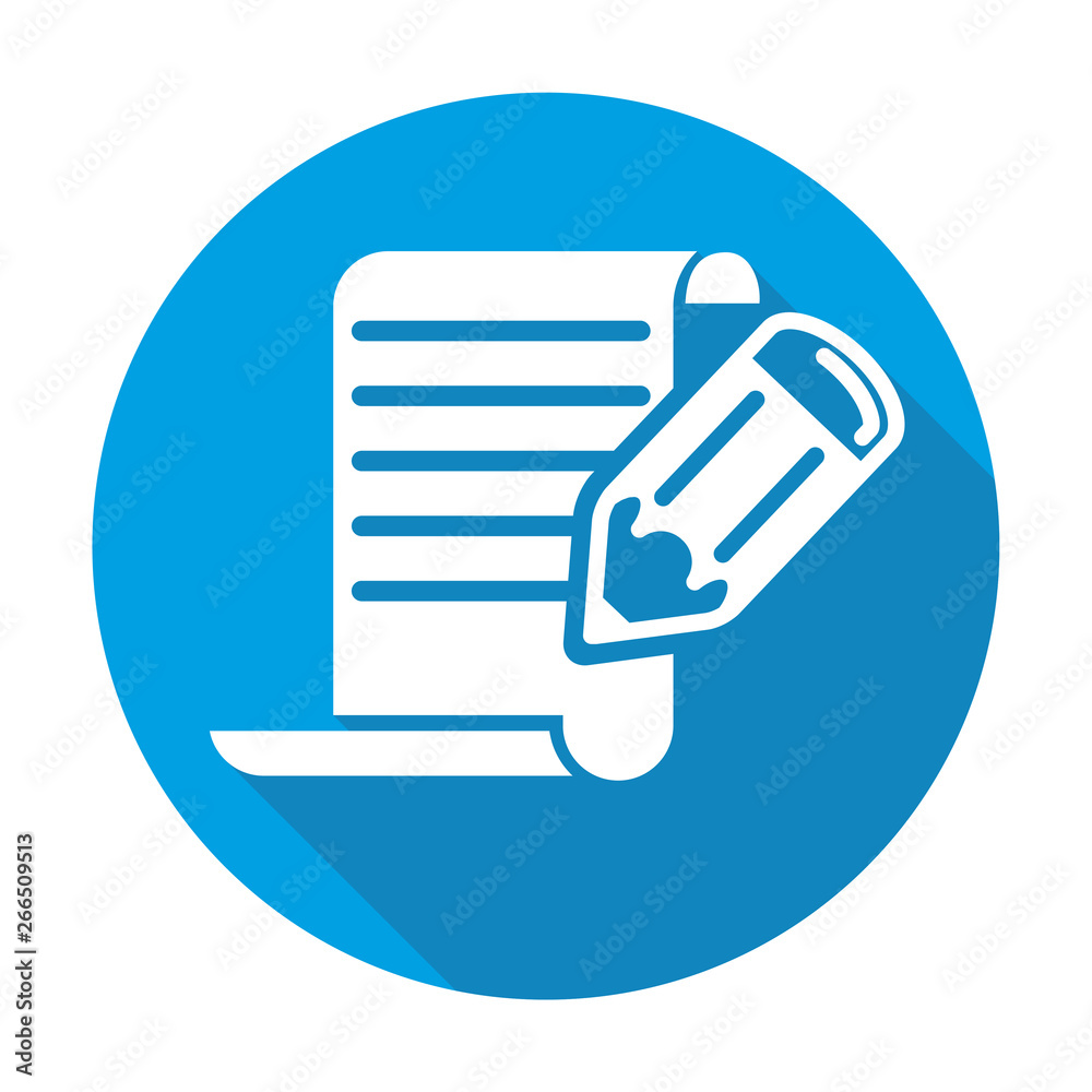 pencil with paper vector blue icon in modern flat style isolated. Symbol pencil with paper is good for your web design. pencil with paper vector blue icon in modern flat style isolated. Symbol pencil with paper is good for your web design.