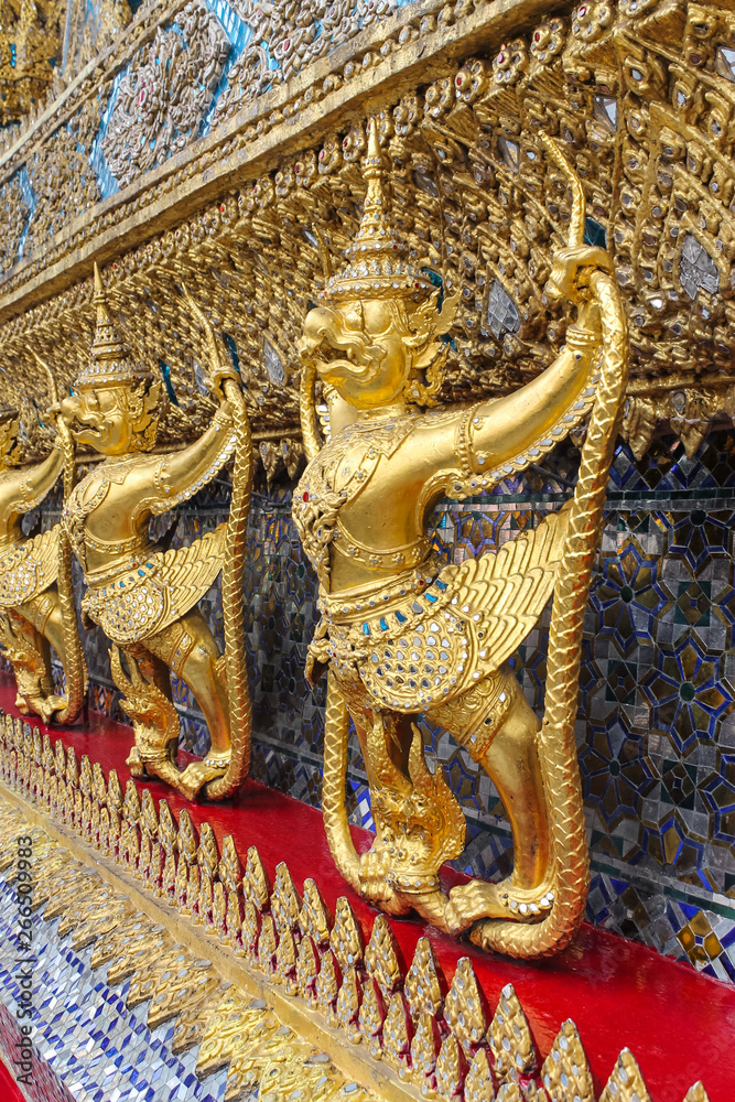 BANGKOK, THAILAND - August 25, 2016: Close up of the beauitful mosaic tilesin Wat Pho or Wat Phra Chetuphon which  one of Bangkok's oldest temples, located on Rattanakosin Island, Bangkok, THAILAND.