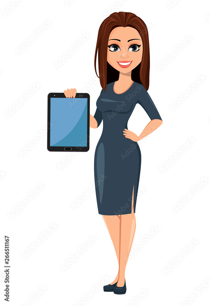 Modern young business woman in gray dress Modern young business woman in gray dress