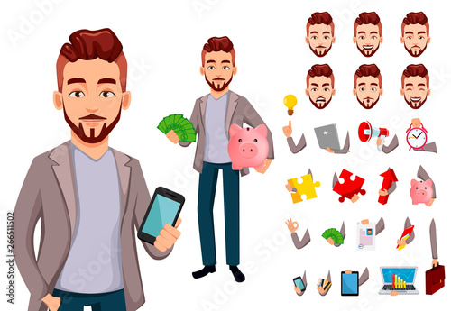 Naklejka Biznesmen postaci z kreskówek w zwykłych ubraniach