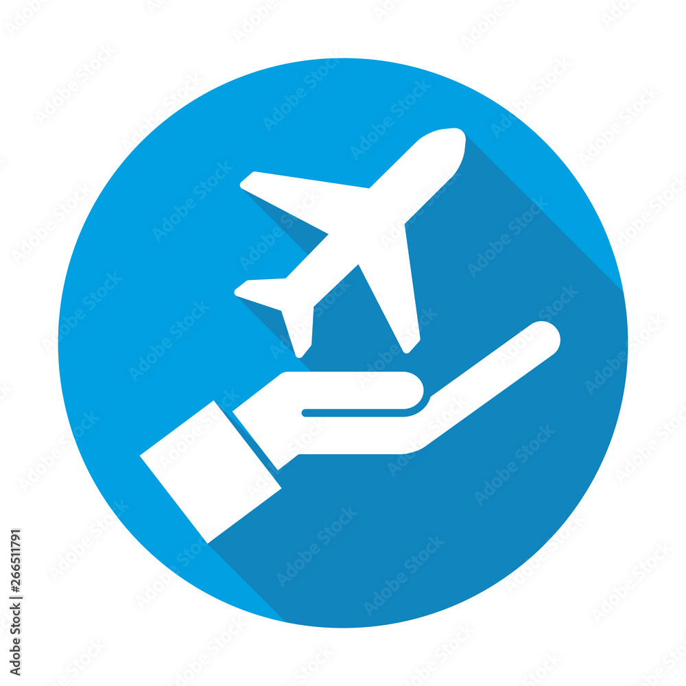 Travel insurance vector blue icon in modern flat style isolated. Travel insurance can support is good for your web design.