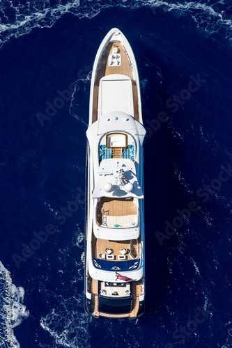  luxury yacht at sea aerial view from drone © LaptevArt