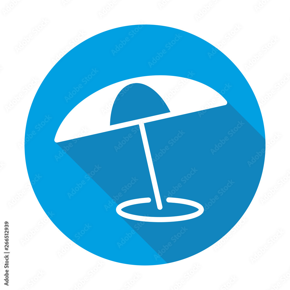 Parasol vector blue icon in modern flat style isolated. Parasol can support is good for your web design.
