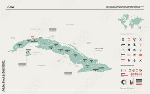 Obraz na plátně Vector map of Cuba