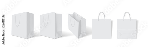 white paper bag on white background mock up