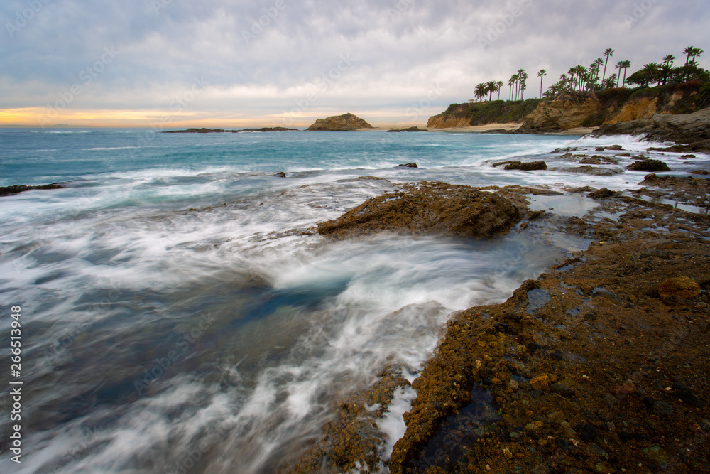 Laguna Beach California Beach Seascape with ocean waves rocks