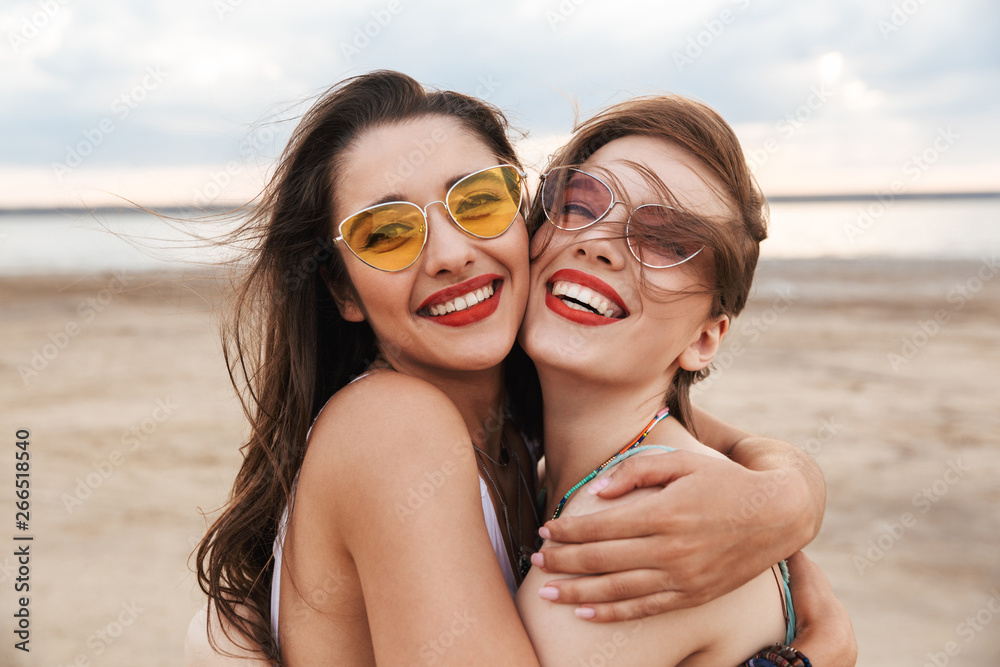 Fototapeta premium Two cheerful young girls friends
