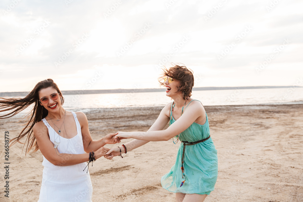 Two cheerful young girls friends Two cheerful young girls friends