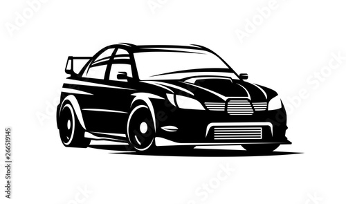 Vector black sports car on a white background