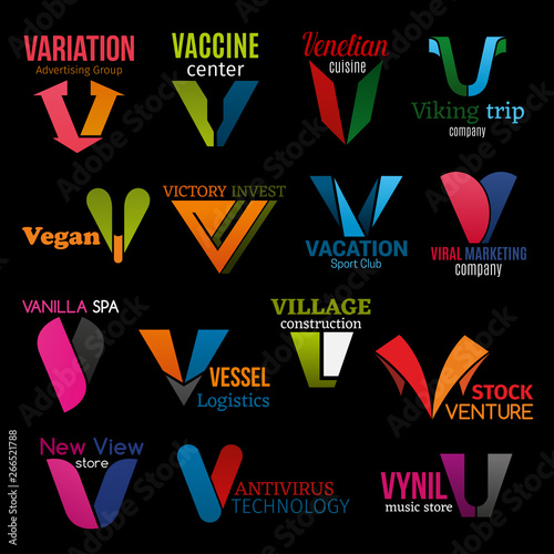 V letter icons corporate identity colorful design